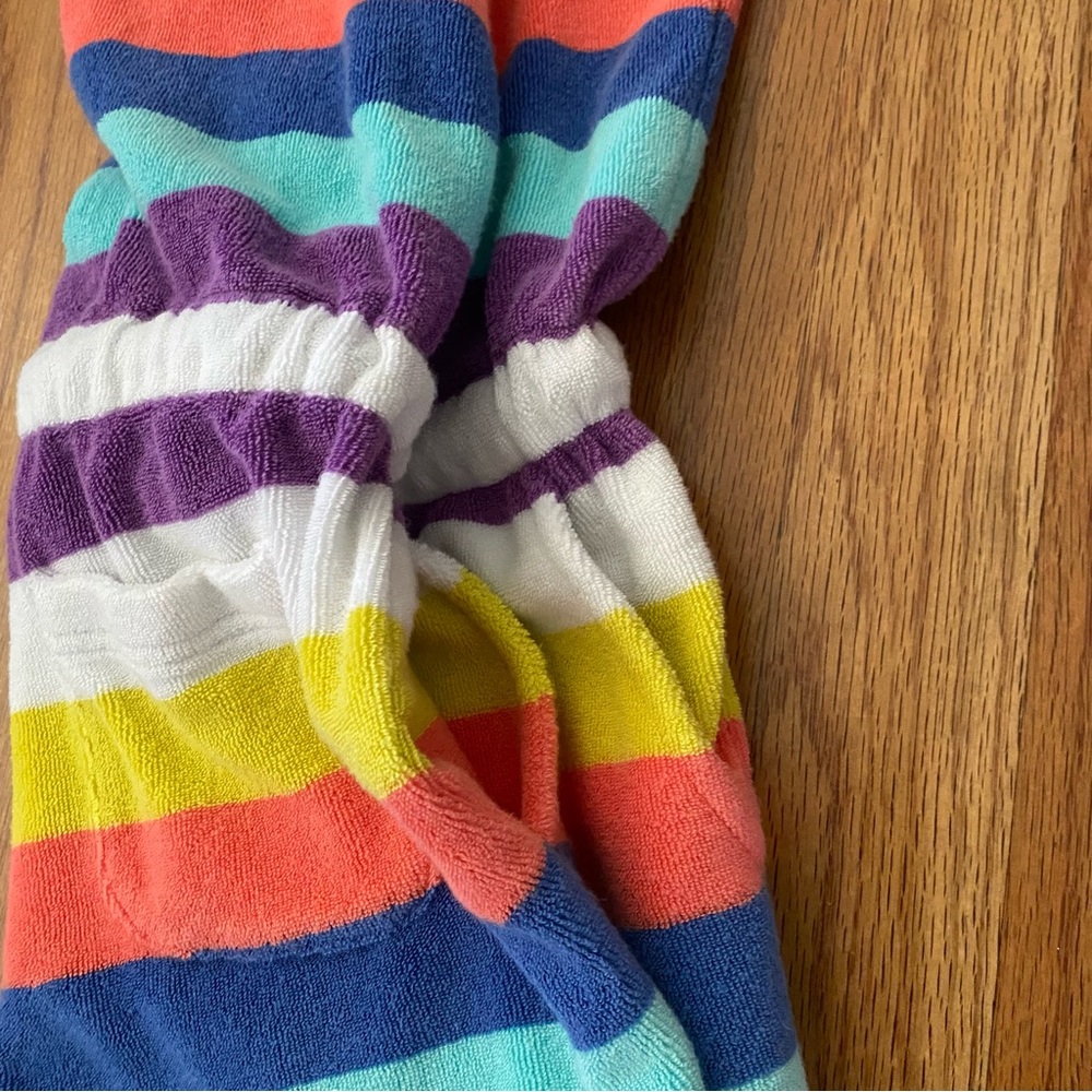 Mini Boden Rainbow Striped Terry Romper - Picture 3 of 5